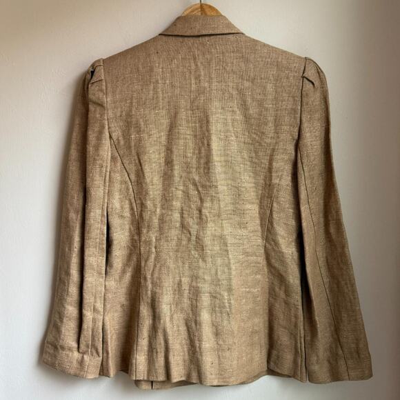 Vintage 100% Linen Blazer Puff Shoulder Union Made USA – Women’s 4 - Picture 3 of 8
